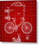 Adjustable Bike Patent 1896 - Red #1 Metal Print