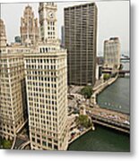 Aerial Downtown Chicago Skyscrapers Metal Print