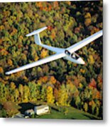 Aerial Of A Glider Cruising Over Autumn Metal Print