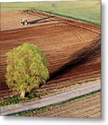 Aerial Photo Of Farmland Metal Print