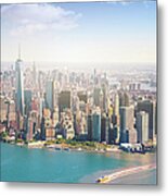 Aerial View Of Manhattan - New York Metal Print
