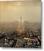 Aerial View Of Paris And Eiffel Tower Metal Print