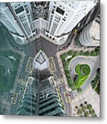 Aerial View Of Singaores Financial Metal Print
