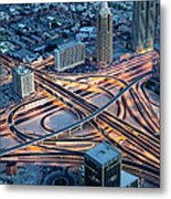 Aerial View On Sheikh Zayed Road, Dubai Metal Print