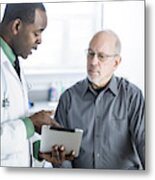 African American Doctor Talking To Patient In Office Metal Print