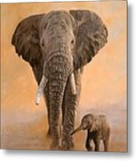 African Elephants Metal Print