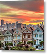 Alamo Square And Painted Ladies With Metal Print