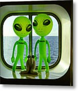 Aliens In The Cabin Window Metal Print