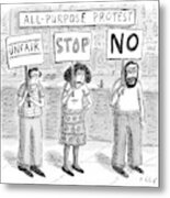 All-purpose Protest  -  Three Picketers Stand Metal Print