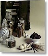 An Assortment Of Chocolate In Glass Jars Metal Print