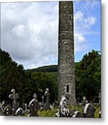 Ancient Round Tower At Glendalough Metal Print