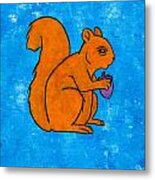 Andy's Squirrel Orange Metal Print