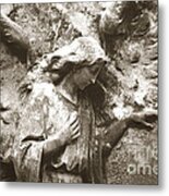 Angel Art - Surreal Ethereal Angel Wings Across Cemetery Wall Metal Print