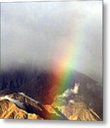 Angel On The Mountain With Rainbow Metal Print