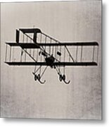 Antique 1910 Henri 3 Biplane  Airplane Takes Flight Metal Print