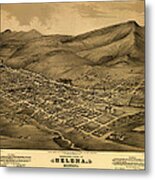 Antique Bird's-eye View Map Of Helena Montana 1875 Metal Print