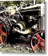 Antique Case Tractor Red Wheels Metal Print