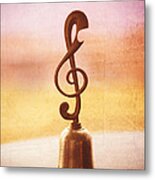Antique Copper Handbell With G-clef Handle Metal Print