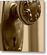 Antique Doorknob - Sepia Metal Print