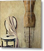 Antique Dress Form And Chair With Vintage Feeling Metal Print
