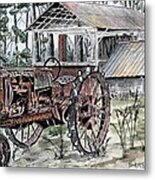 Antique Farm Tractor Metal Print