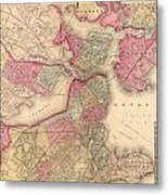 Antique Map Of Boston - 1871 Metal Print