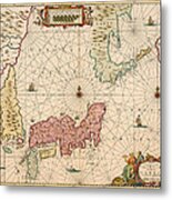 Antique Map Of Japan 1643 Metal Print
