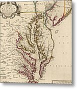 Antique Map Of Maryland And Virginia By John Senex - 1719 Metal Print