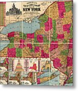 Antique Map Of New York State By E. C. Bridgman - 1896 Metal Print