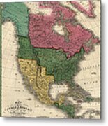 Antique Map Of North America By D. H. Vance - 1826 Metal Print