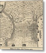 Antique Map Of Philadelphia By P. C. Varte - 1875 Metal Print