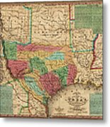 Antique Map Of Texas By James Hamilton Young - 1835 Metal Print
