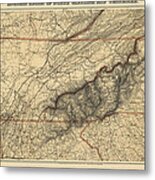 Antique Map Of The Great Smoky Mountains - North Carolina And Tennessee - By W. L. Nickolson - 1864 Metal Print