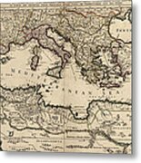 Antique Map Of The Mediterranean Region By William Berry - 1685 Metal Print