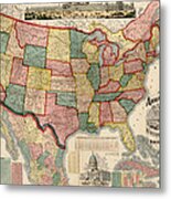 Antique Map Of The United States By Gaylord Watson - 1875 Metal Print