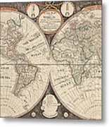 Antique Map Of The World By Thomas Kitchen - 1799 Metal Print