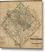 Antique Map Of Washington Dc By Colton And Co - 1862 Metal Print
