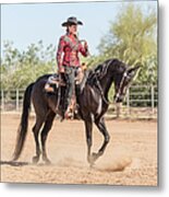 Arabian Horse With Rider Dressed For Metal Print