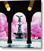 Archway And Water Fountain In Central Metal Print