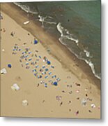 Arial View Of Beach With Sunbathers Metal Print
