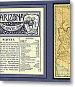 Arizona 1891 Map And Handbook Entry Metal Print