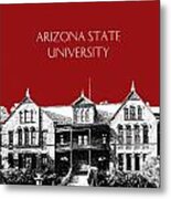 Arizona State University - The Old Main Building - Dark Red Metal Print