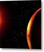 Artwork Of Red Dwarf And Orbiting Planet Metal Print