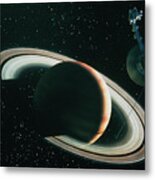 Artwork Showing Voyager 1 Leaving Saturn Metal Print