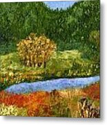 Aspen By The Water Metal Print