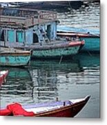 At The Docks Ii - Varanasi India Metal Print