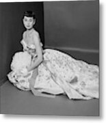 Audrey Hepburn Wearing An Adrian Dress Metal Print