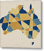 Australia Geometric Retro Map Metal Print