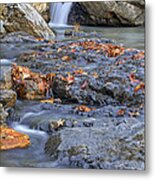 Autumn Leaves At Little Missouri Falls - Arkansas - Waterfall Metal Print