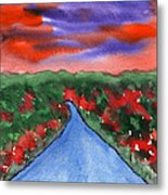 Autumn Road Watercolor By Frank Bright Metal Print